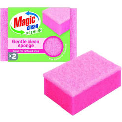 Гъба Premium Gentle Clean 2бр/10x7x3.5см за деликатни съдове/повърхности HSSF921 MAGIC CLEAN