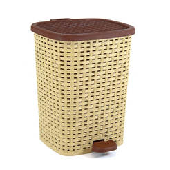 Plastic waste bin with pedal 26l, imitation rattan