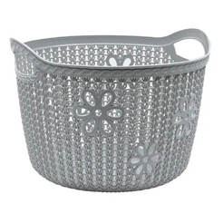 Корзина для белья 20л/36x27см круглая кружевная I108034