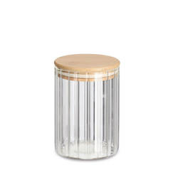 Кутия за съхранение Ø 9х13.5см прозрачна с бамбуков капак ZELLER