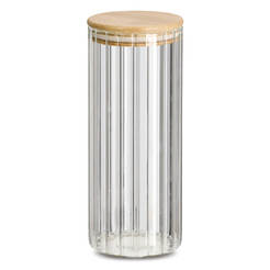 Aufbewahrungsbox Ø 9 x 22,5 cm, transparent, mit Bambusdeckel, ZELLER