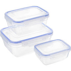 Storage boxes 3pcs airtight 0.40/0.80/1.4l rectangular 30147 DUNYA