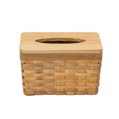 Кутия за салфетки плетена с дървен капак 20х13х10см