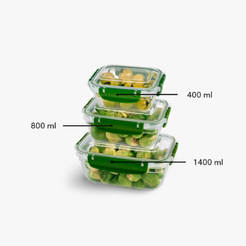 Storage boxes 3pcs Lock&Fresh green 0.4/0.8/1.4l 30817 DUNYA