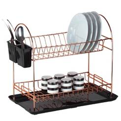Dish dryer black with copper rods 40 x 27.5 x 46 cm