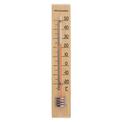 Термометър външен/вътрешен 18см, -27°C/+50°C, дървен, Tecnokte