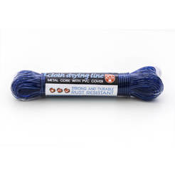 Въже за простор 20м метални нишки, PVC покритие с обтегач, синьо