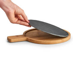 Stone / bamboo cutting and serving board, with handle 29.5 x 22 x 1.5 cm