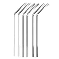 Metal straws with slope Ø0.6x20.5cm 6pcs silver 0193909