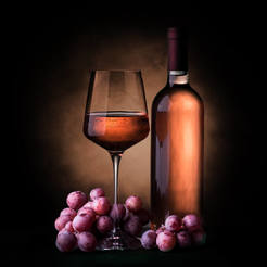 Picture glass 30 x 30 Bottle of wine II GL526