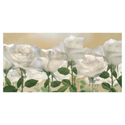 Настенная картина 30 х 56 см с рамой из МДФ, лен белые розы