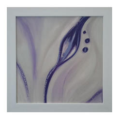 Wall painting 40 x 40 cm with MDF frame, linen Abstraction in purple and white