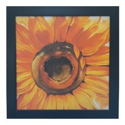 Wall painting 40 x 40 cm with MDF frame, linen Yellow gerbera