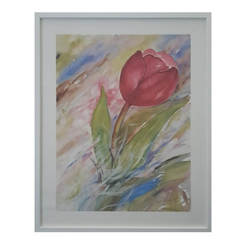 Picture 40 x 50 cm with PVC frame, pink tulip