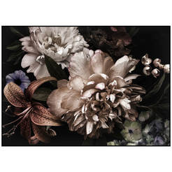 Glass picture for wall 80 x 120 cm print glass with frame LB012 Flowers