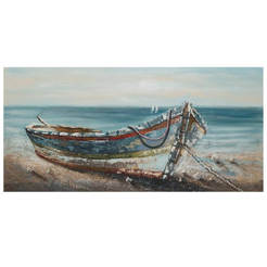 Картина Лодка на брега 60 х 120см, релефна с дървена подрамка