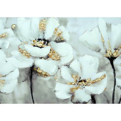 Canvas painting with built-in frame 70 x 50 cm oil White flowers