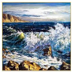 Picture with frame 80 x 80 cm Stormy sea