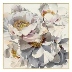 Picture with gold frame 60 x 60 cm White peonies