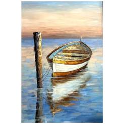 Picture with frame 60 x 90 cm embossed Boat on the pier