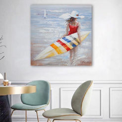Картина с рамка 80х80см Сърфистка 330728