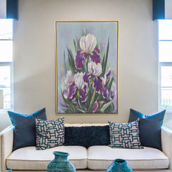 Gerahmtes Gemälde 60x90cm Öl auf Leinwand Blumen 330784