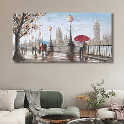 Bild mit integriertem Rahmen 70x140cm Spaziergang im Regen 3D-Effekt 330802