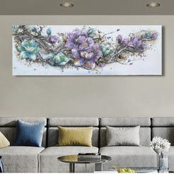 Picture with frame 50x150cm colorful flowers 3D effect 330809