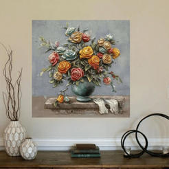 Картина 80х80см Ваза с розами 3D эффект 330813