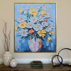 Picture with frame 50x60cm embossed Vase with flowers 331092