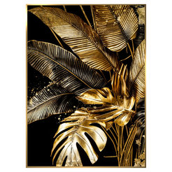 Wall painting 80x120cm glass FA058 Gold tropicana