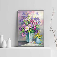 Picture with frame 60x90cm Square vase with flowers