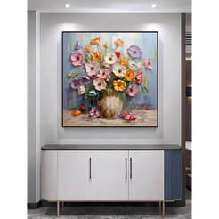 Framed painting 80x80cm Field flowers in a vase