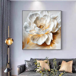 Picture with frame 80x80cm White flower