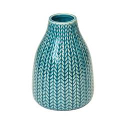 Керамична ваза за цветя 14 см, делва - цвят син