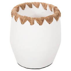 Ceramic vase Ø13x16cm white, straw