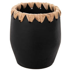 Ceramic vase Ø13x16cm black, straw
