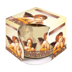 Weihnachtliche Duftkerze im Glas Ø7,9x7,2cm mit Folienengeln 08.06.01.0032