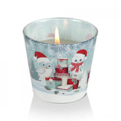 Scented candle in a glass, 30 hours, Christmas - Winter owls