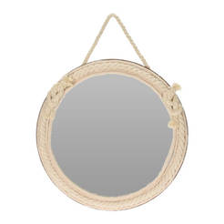 Зеркало круглое с декором из веревки f36 см