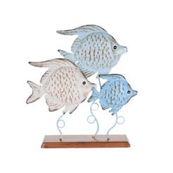 Декоративна фигура 3 риби на метална стойка 28х8х31см