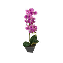 Orchid arrangement 47 cm in a purple pot