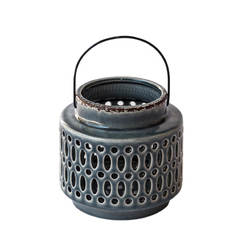 Подсвечник-фонарь 11,5x11,5x11см серый