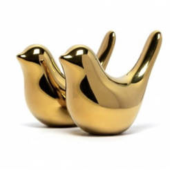 Dekorative Vogelfigur, 7,8 x 3,5 x 6,3 cm, goldfarben