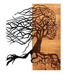 Lifel wall decoration 47x3x58cm natural wood and black metal