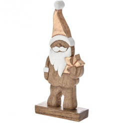 Елочная игрушка Санта-Клаус 13x2,5x30см деревянная в шапке 71729