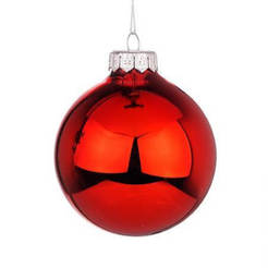 Рождественский стеклянный шар 8 см красный глянцевый G8-0001