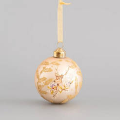 Елочная стеклянная игрушка 8 см шампанское с оленем 600-44911