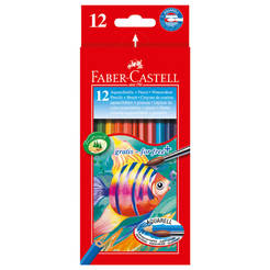 Акварелни цветни моливи 12 цвята, с четка