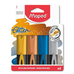 Маркери 4 цвята Fluo Glitter Metal 9742000